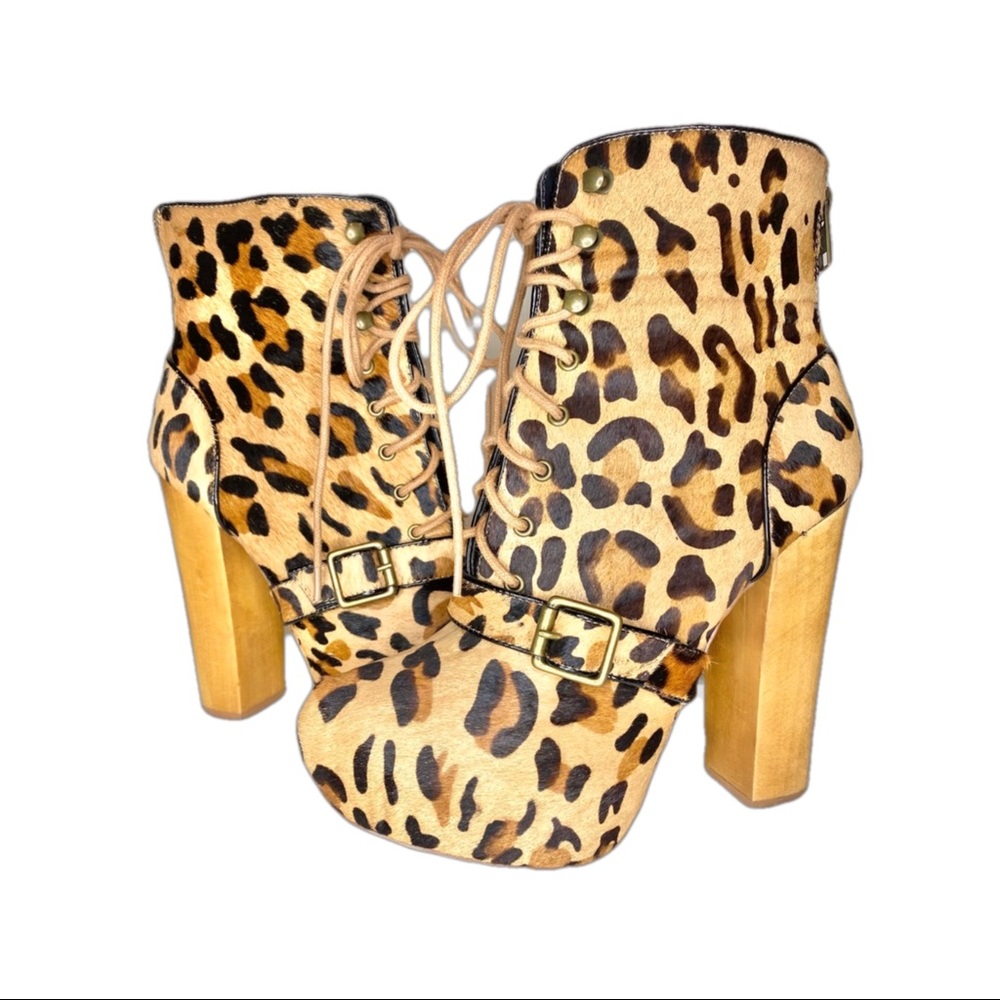 Leather Leopard Print Platforms